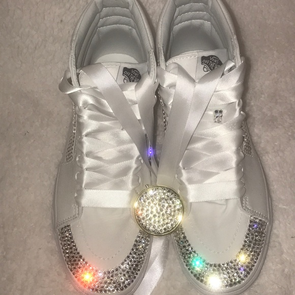 bedazzled white vans